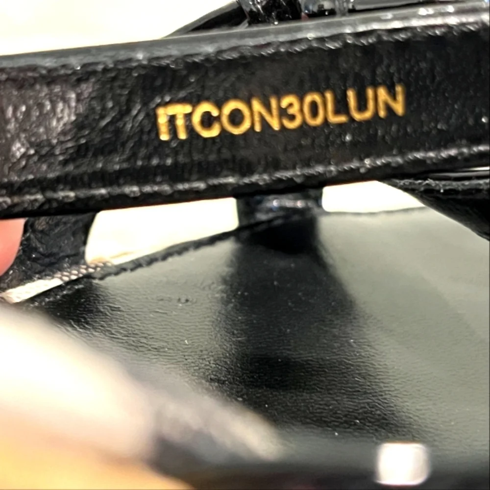 Burberry Black Patent Leather & Nova Check Espadrille Wedge Sandals Sz 4… NWOB - Picture 11 of 15